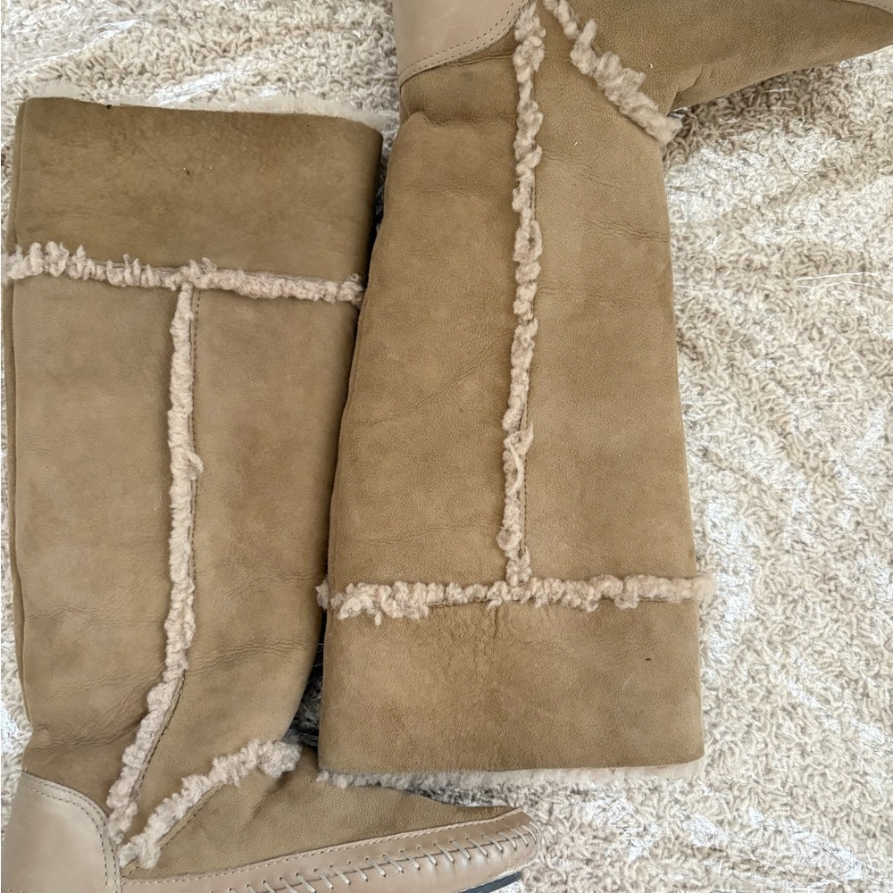 Tory Burch Tan Shearling Boots - Picture 2 of 5